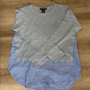 Gray and Blue Striped Women's Sweater